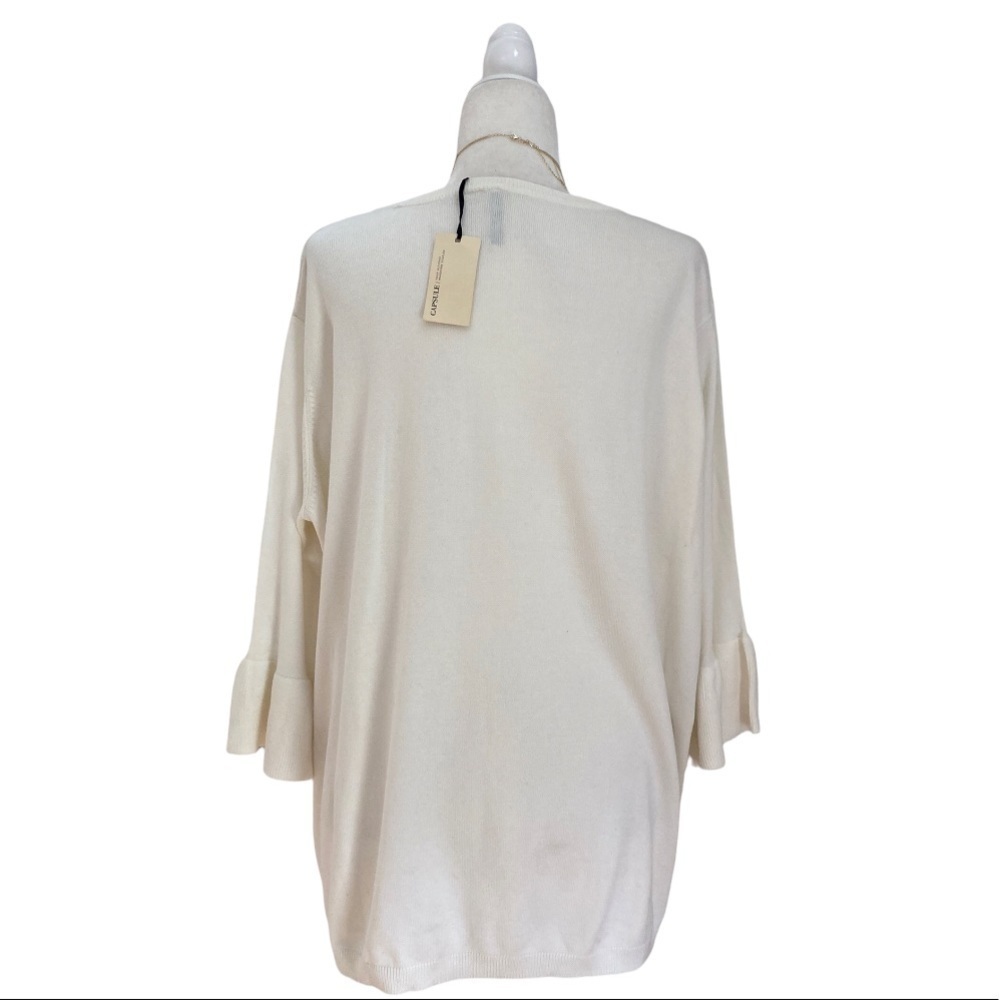 Capsule Ruffle Sleeve White Sweater NWT - Picture 3 of 7